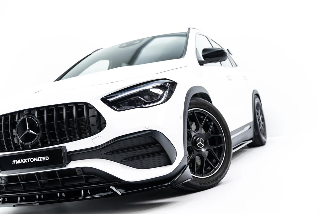 Maxton Design Street+ Spoilerlippe Front Ansatz für Mercedes-AMG GLA 35 H247 [2020-2023] | Schwarz Hochglanz | ABS-Kunststoff