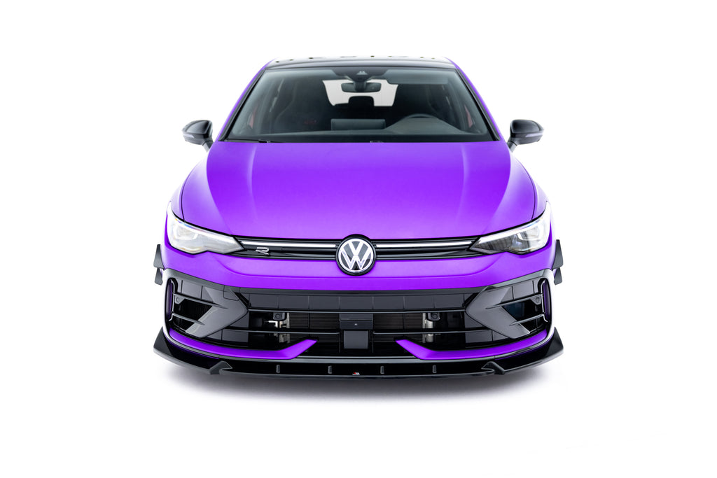 Maxton Design Street+ Spoilerlippe Front Ansatz V.3 passend für VW Golf R Variant Mk8 Facelift schwarz Hochglanz