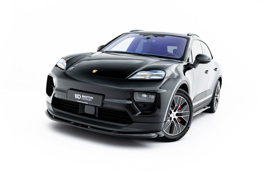 Maxton Design Street+ Spoilerlippe Front Ansatz passend für Porsche Macan EV Mk1 schwarz Hochglanz