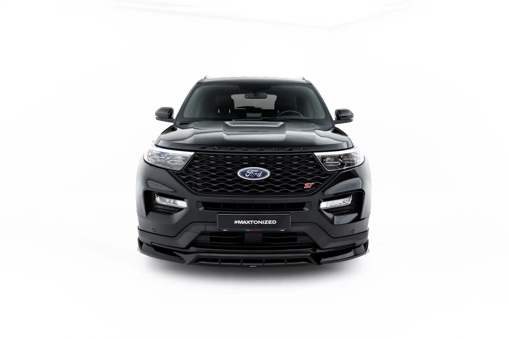 Maxton Design Street+ Spoilerlippe Front Ansatz für Ford Explorer ST Mk6 [2019-2024] | Schwarz Hochglanz | ABS-Kunststoff | mit TTG (eintragungsfrei)
