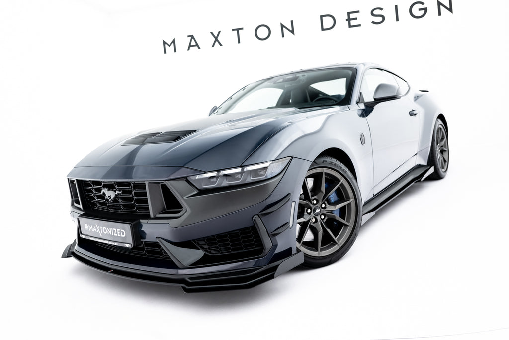 Maxton Design Street Pro Street+ Spoilerlippe Front Ansatz + Flaps passend für Ford Mustang Dark Horse Mk7 schwarz Hochglanz