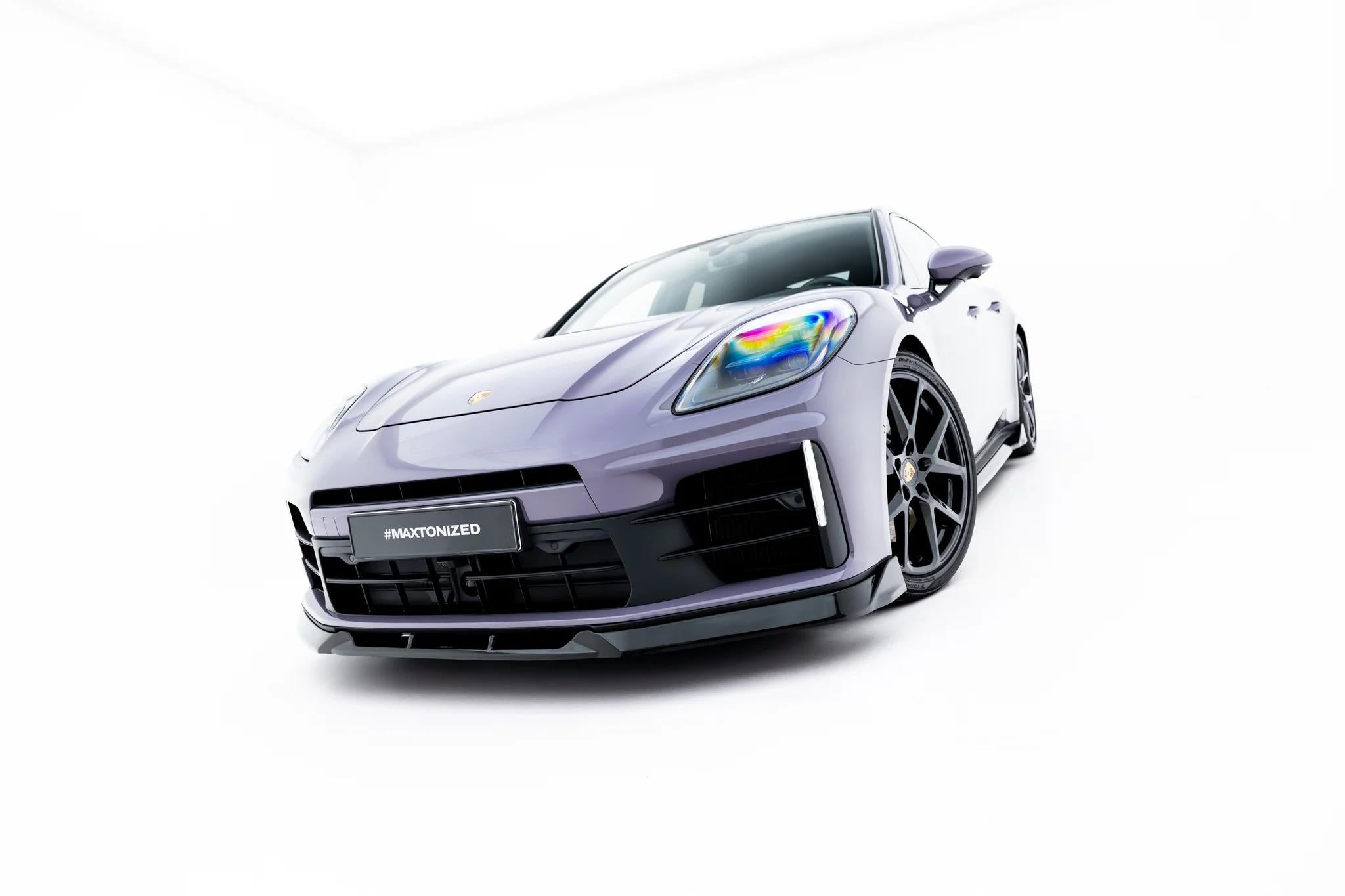 Maxton Design Street+ Spoilerlippe Front Ansatz Passend für Porsche Panamera 4 / 4S E-Hybrid / 4 E-Hybrid 972 Schwarz Hochglanz