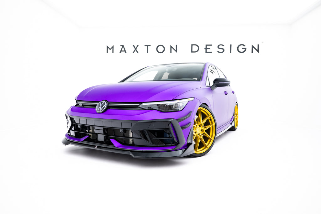 Maxton Design Street+ Spoilerlippe Front Ansatz V.4 passend für VW Golf R Variant Mk8 Facelift schwarz Hochglanz