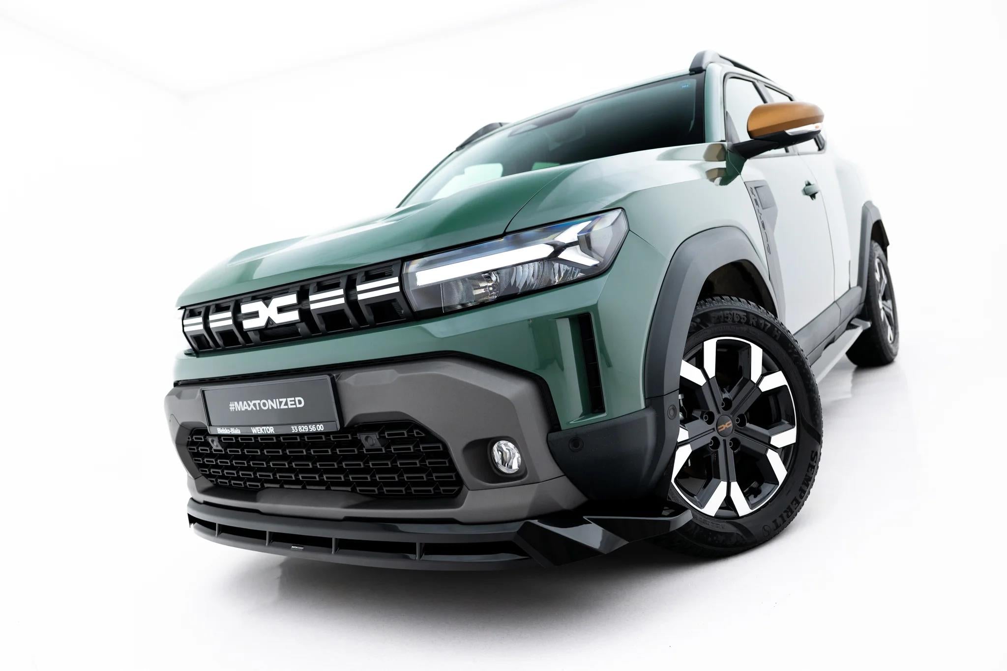 Maxton Design Street+ Spoilerlippe Front Ansatz Passend für Dacia Duster Mk3 Schwarz Hochglanz
