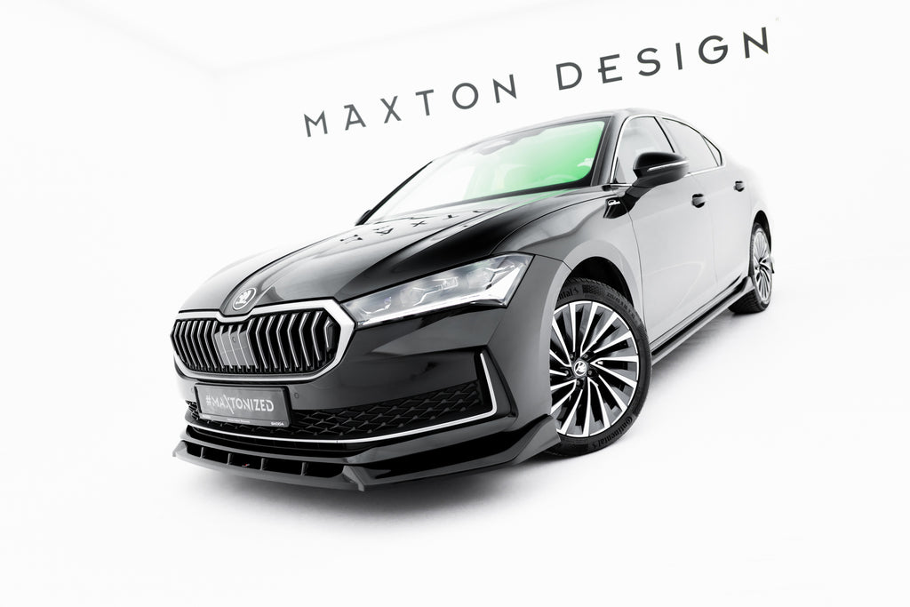 Maxton Design Street+ Spoilerlippe Front Ansatz V.2 passend für Skoda Superb Mk4 schwarz Hochglanz