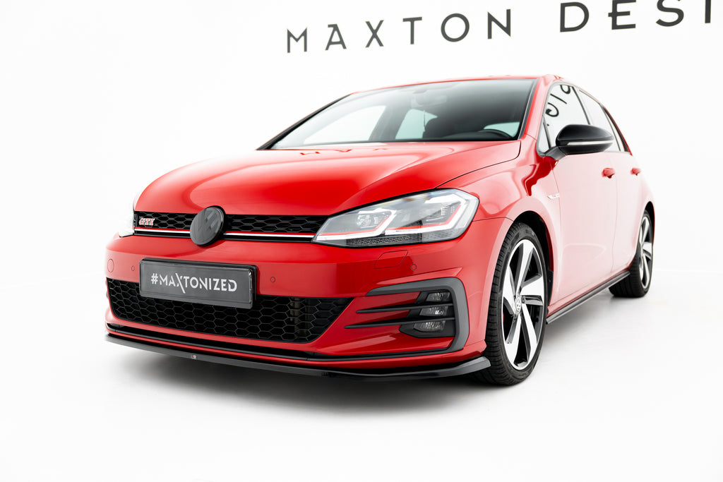 Maxton Design Street+ Spoilerlippe Front Ansatz V.4 passend für VW Golf GTI / GTD Mk7 Facelift schwarz Hochglanz
