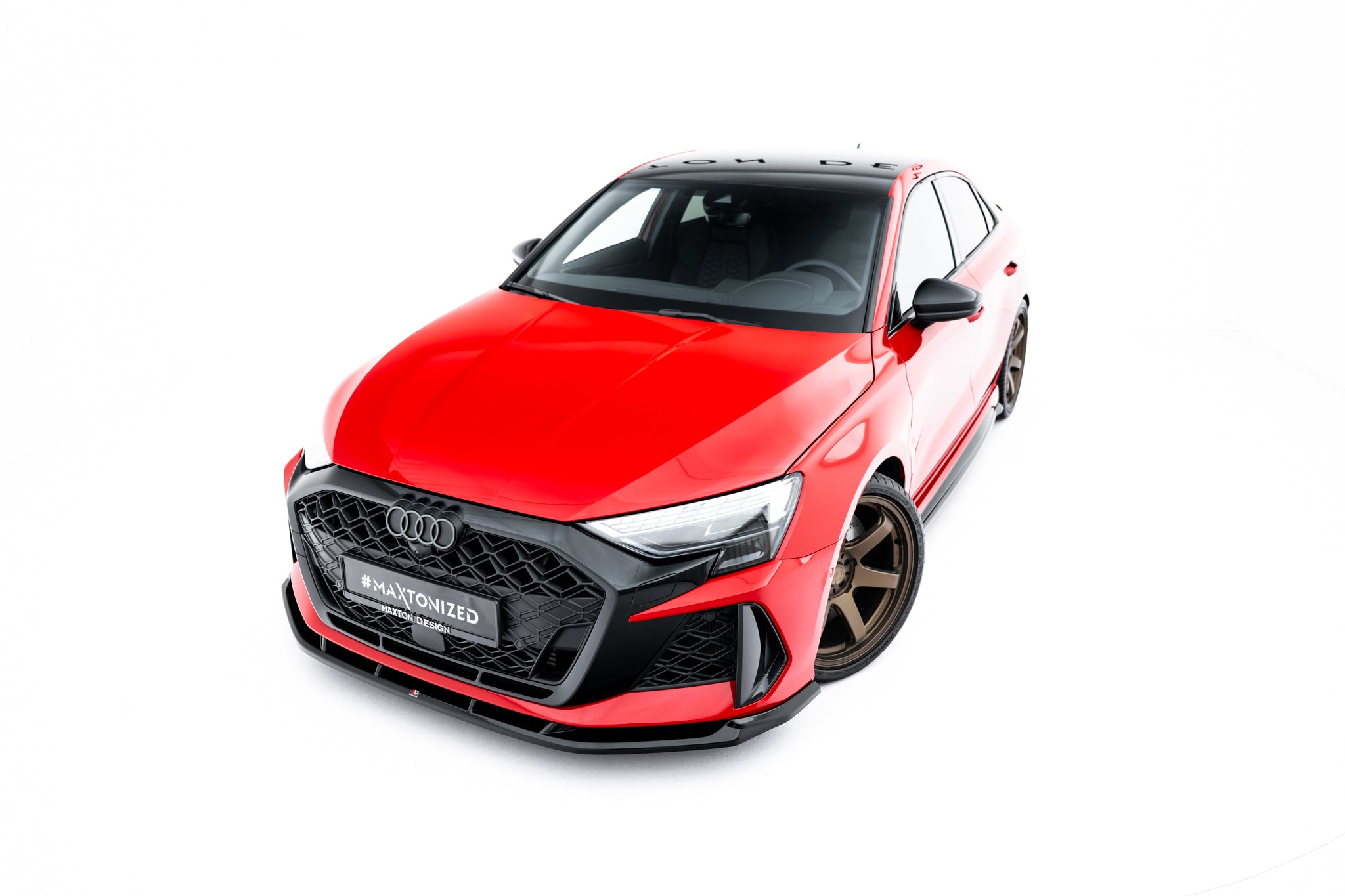 Maxton Design Street+ Spoilerlippe Front Ansatz V.1 passend für Audi RS3 Sportback 8Y Facelift schwarz Hochglanz