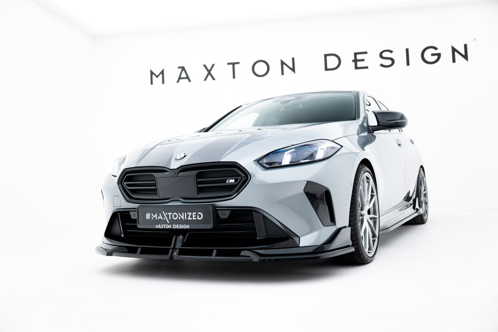 Maxton Design Street+ Spoilerlippe Front Ansatz V.1 passend für BMW M135i M Performance F70 schwarz Hochglanz