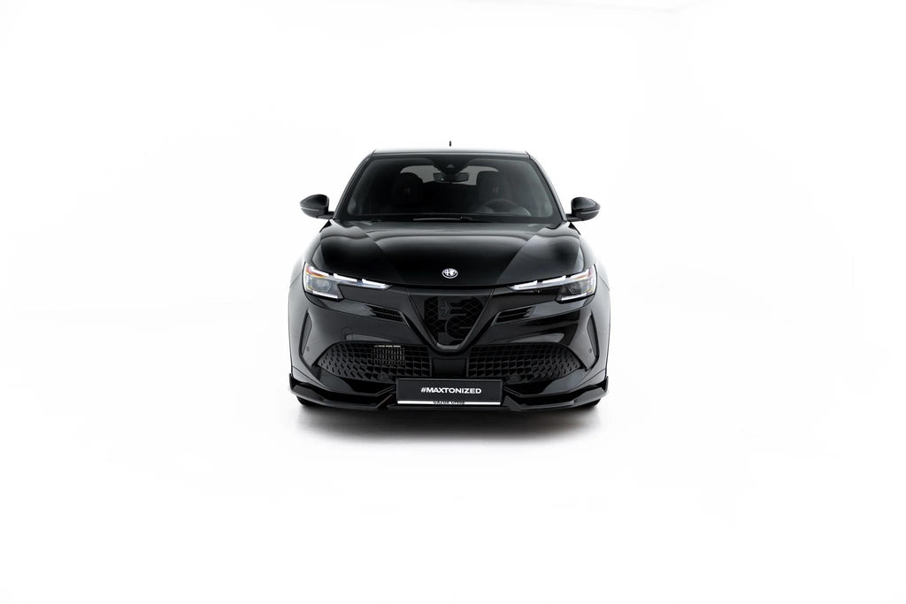 Maxton Design Street+ Spoilerlippe Front Ansatz Passend für Alfa Romeo Junior Mk1 Schwarz Hochglanz