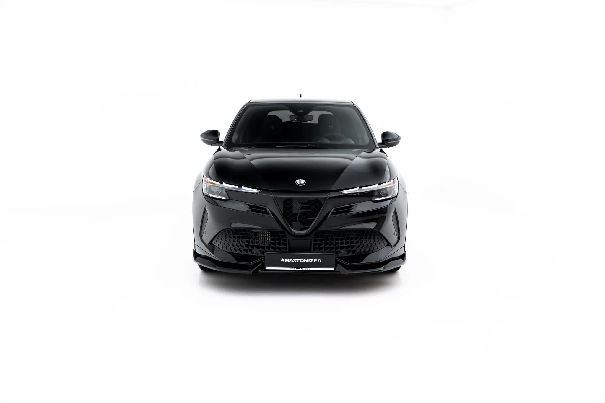 Maxton Design Street+ Spoilerlippe Front Ansatz Passend für Alfa Romeo Junior Mk1 Schwarz Hochglanz