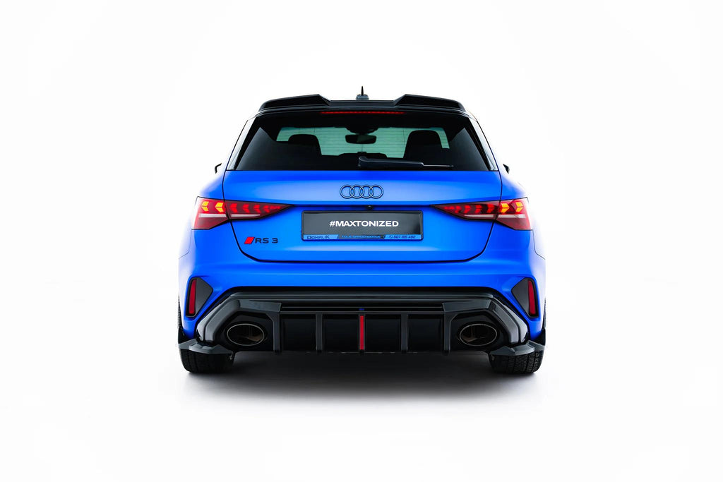 Maxton Design Heck Ansatz Flaps Diffusor V.2 passend für Audi RS3 Sportback 8Y Facelift schwarz Hochglanz