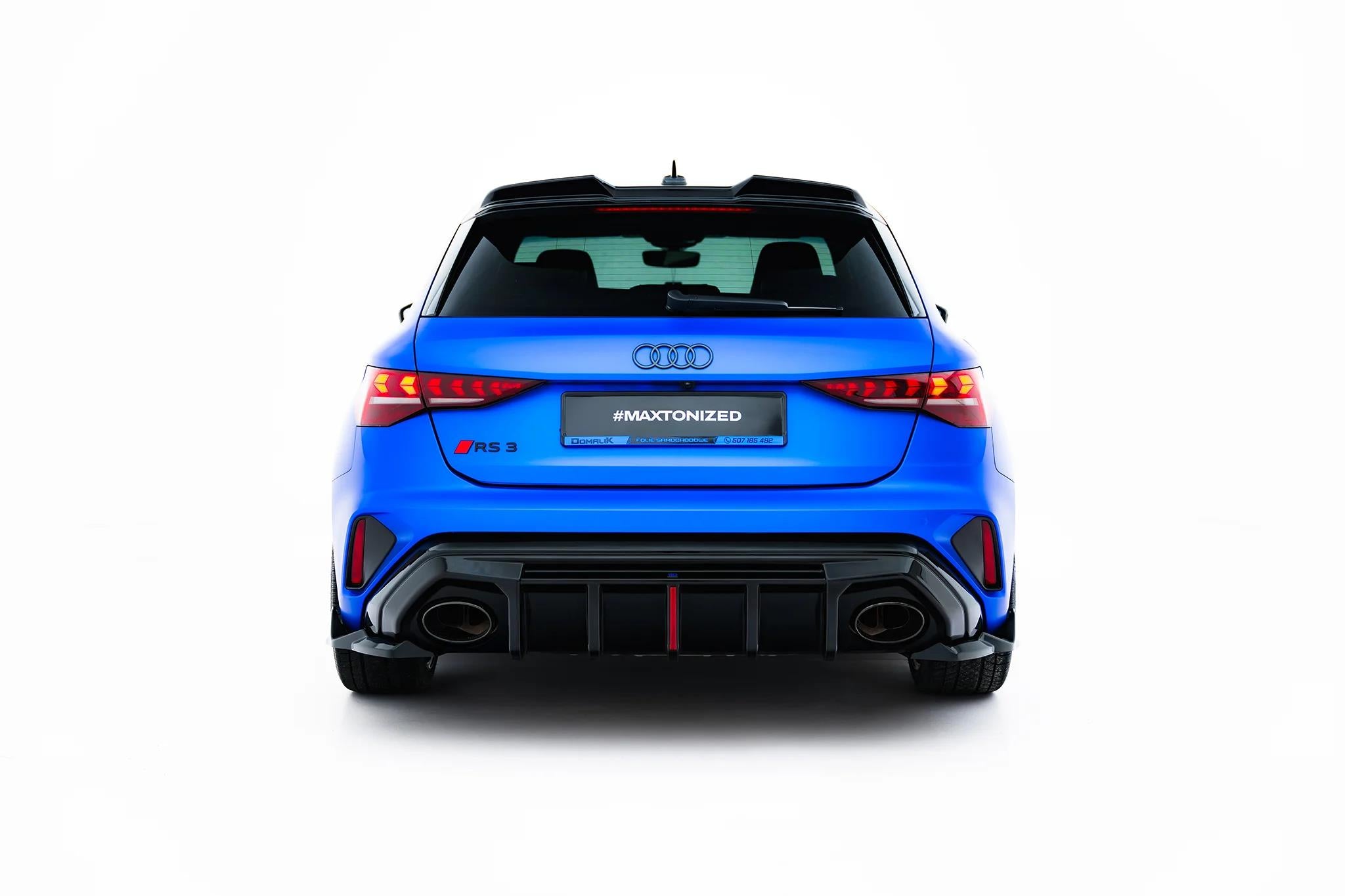 Maxton Design Heck Ansatz Flaps Diffusor V.2 passend für Audi RS3 Sportback 8Y Facelift schwarz Hochglanz