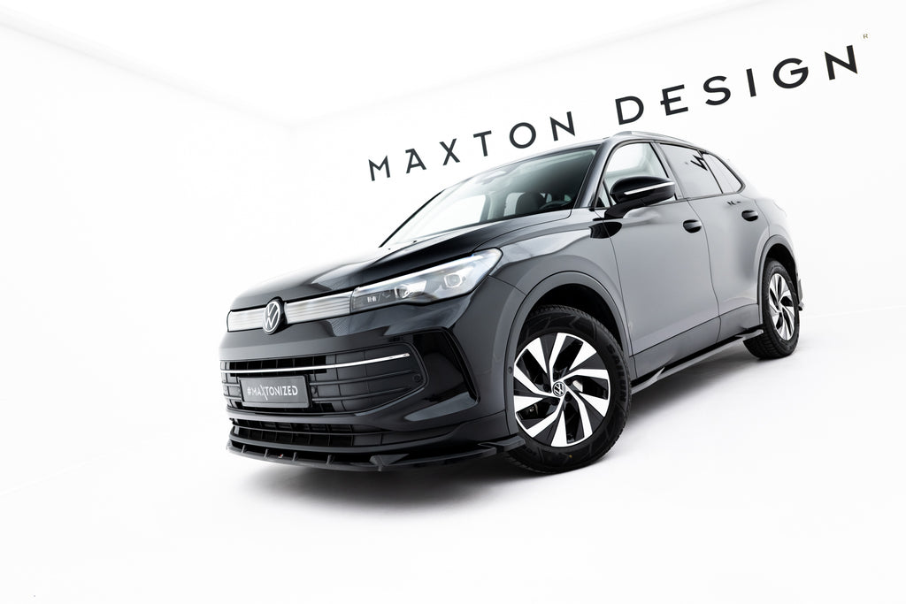 Maxton Design Street+ Spoilerlippe Front Ansatz V.1 passend für VW Tiguan Mk3 schwarz Hochglanz