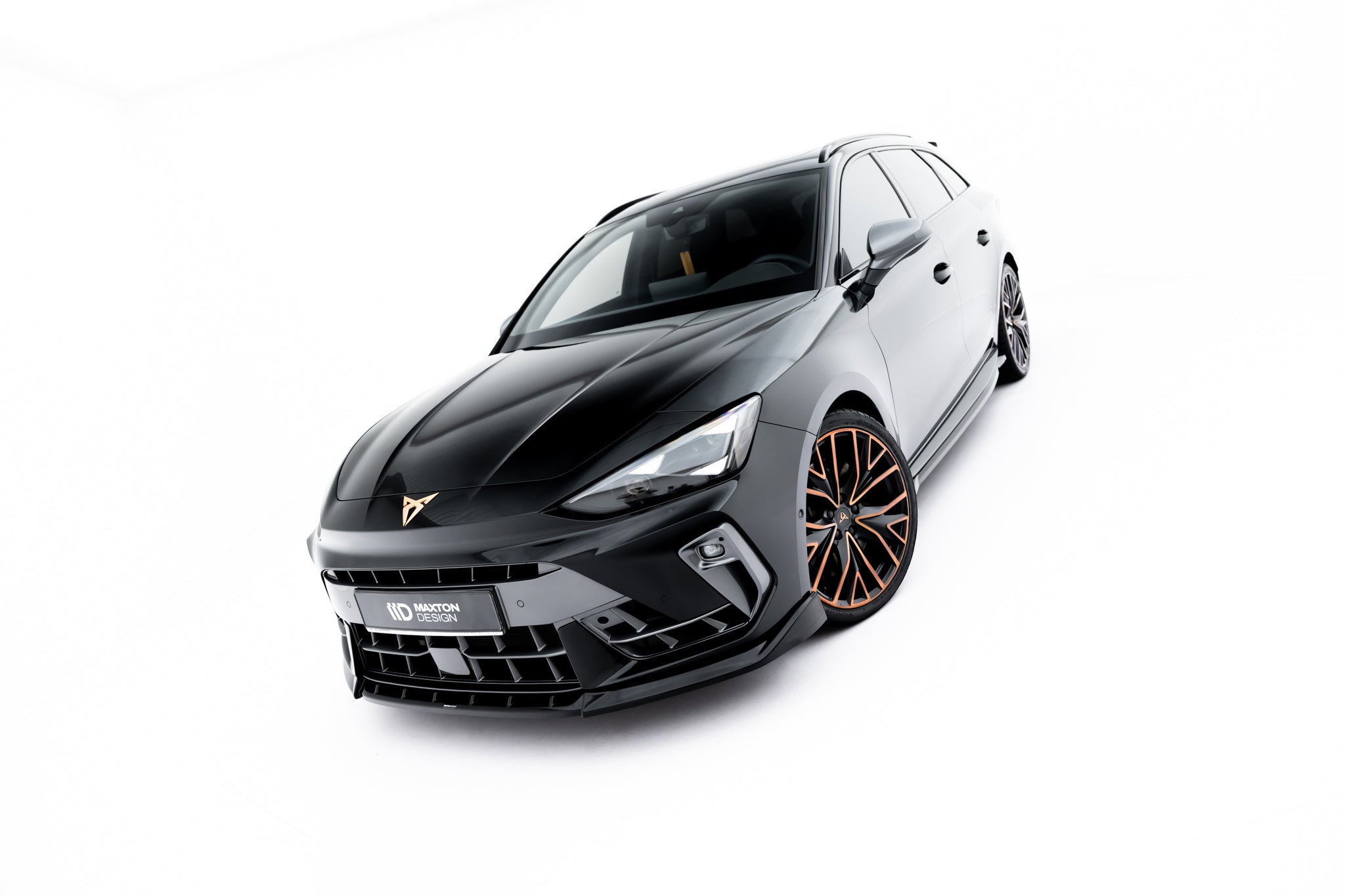 Maxton Design Street+ Spoilerlippe Front Ansatz V.1 passend für Cupra Leon ST / Hatchback Mk1 Facelift schwarz Hochglanz