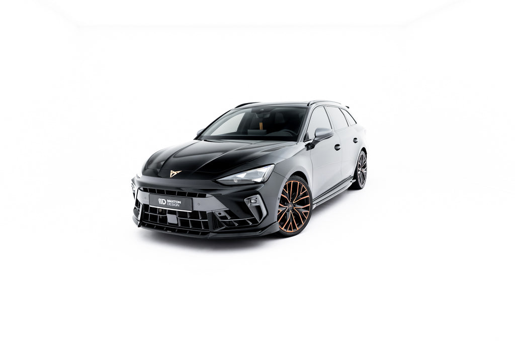 Maxton Design Street+ Spoilerlippe Front Ansatz V.1 passend für Cupra Leon ST / Hatchback Mk1 Facelift schwarz Hochglanz