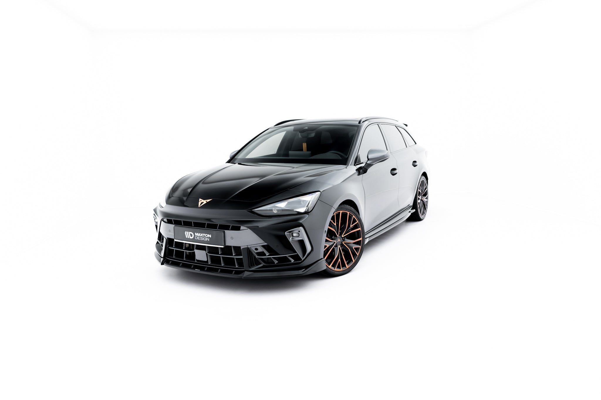 Maxton Design Street+ Spoilerlippe Front Ansatz V.1 passend für Cupra Leon ST / Hatchback Mk1 Facelift schwarz Hochglanz