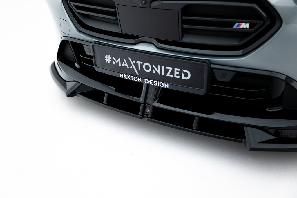 Maxton Design Street+ Spoilerlippe Front Ansatz V.2 passend für BMW M135i M Performance F70 schwarz Hochglanz