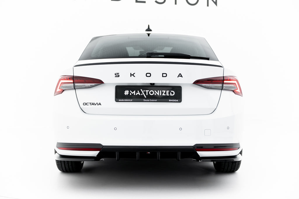 Maxton Design Diffusor Heck Ansatz passend für Skoda Octavia Sportline Liftback / Combi Mk4 Facelift schwarz Hochglanz