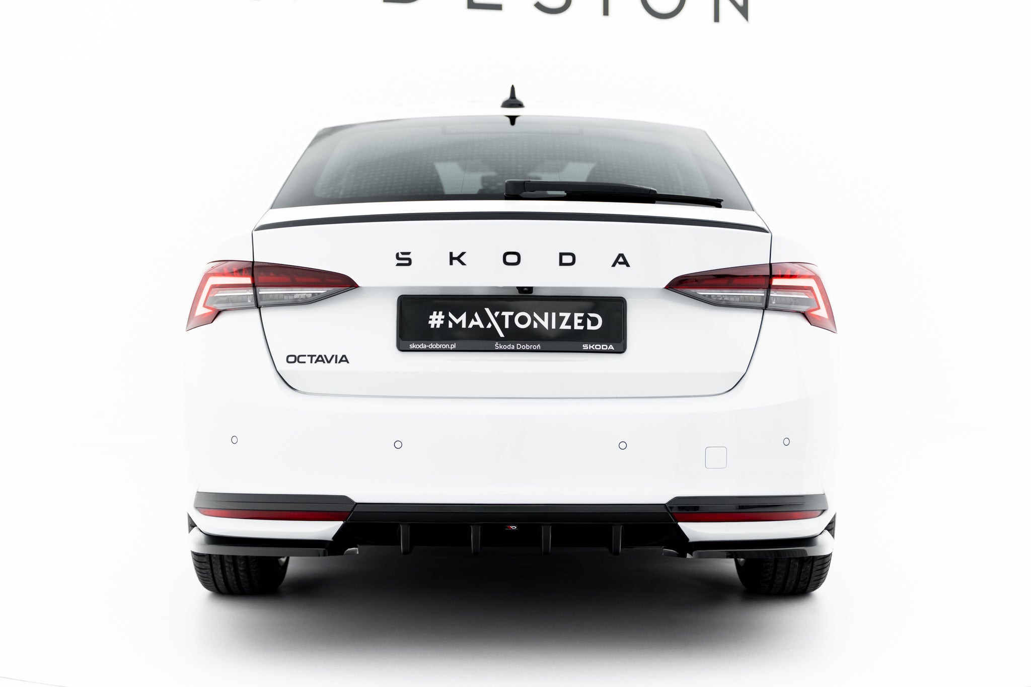 Maxton Design Diffusor Heck Ansatz passend für Skoda Octavia Sportline Liftback / Combi Mk4 Facelift schwarz Hochglanz