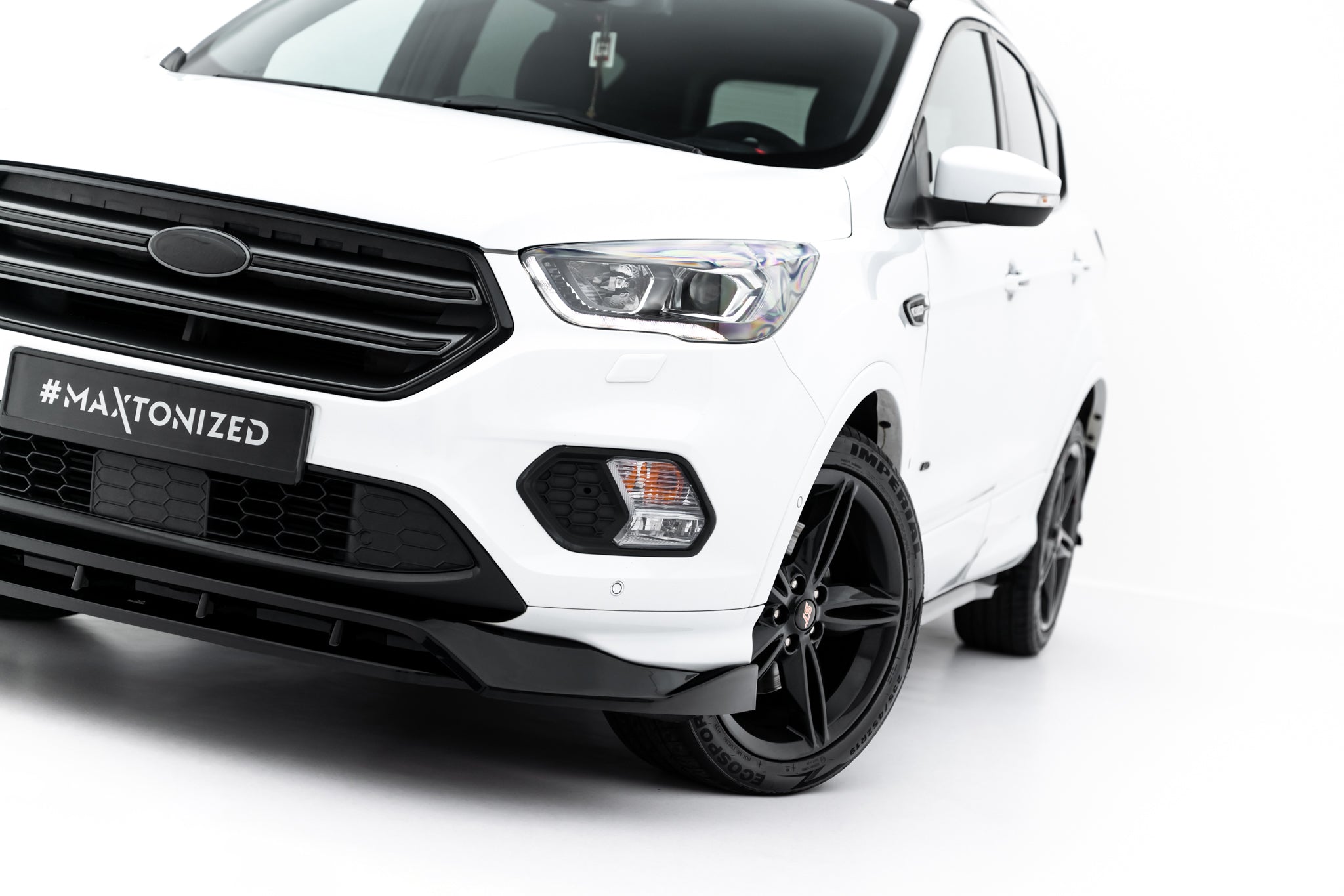 Maxton Design Street+ Spoilerlippe Front Ansatz passend für Ford Kuga ST-Line Mk2 Facelift schwarz Hochglanz