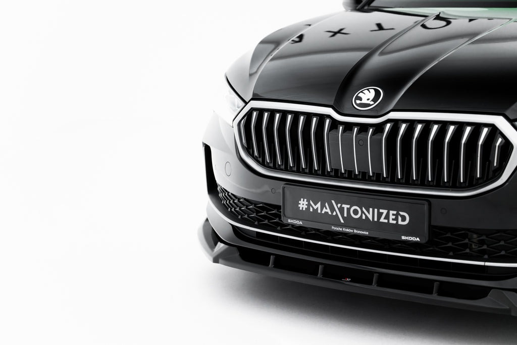 Maxton Design Street+ Spoilerlippe Front Ansatz V.2 passend für Skoda Superb Mk4 schwarz Hochglanz