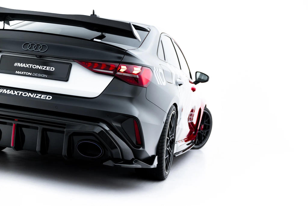Maxton Design Heck Ansatz Flaps Diffusor V.2 passend für Audi RS3 Limousine 8Y Facelift schwarz Hochglanz