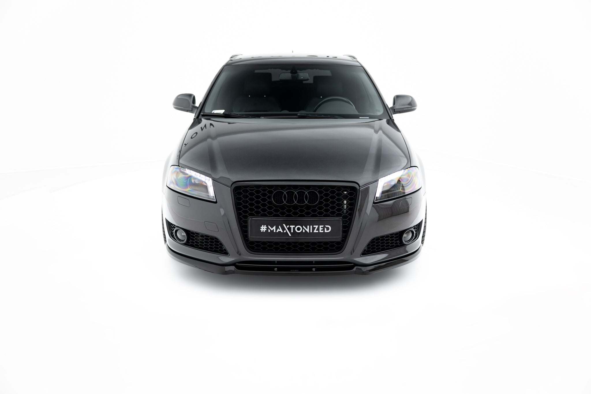 Maxton Design Street+ Spoilerlippe Front Ansatz passend für Audi A3 8P Facelift schwarz Hochglanz