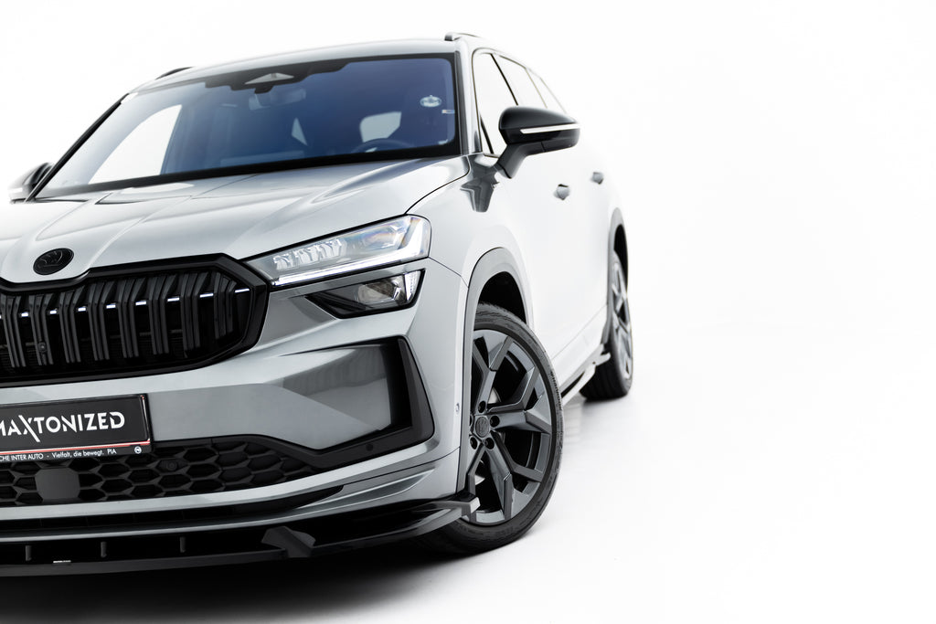 Maxton Design Street+ Spoilerlippe Front Ansatz V.1 passend für Skoda Kodiaq Sportline Mk2 schwarz Hochglanz