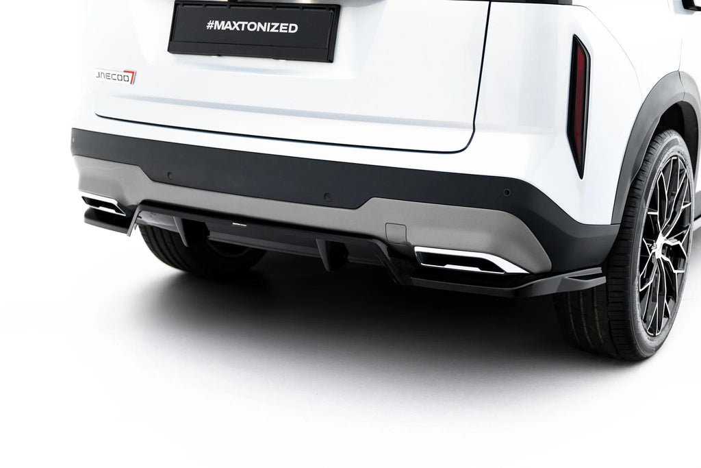Maxton Design Street+ Mittlerer Diffusor Race Passend für Jaecoo 7 Mk1 Schwarz Hochglanz
