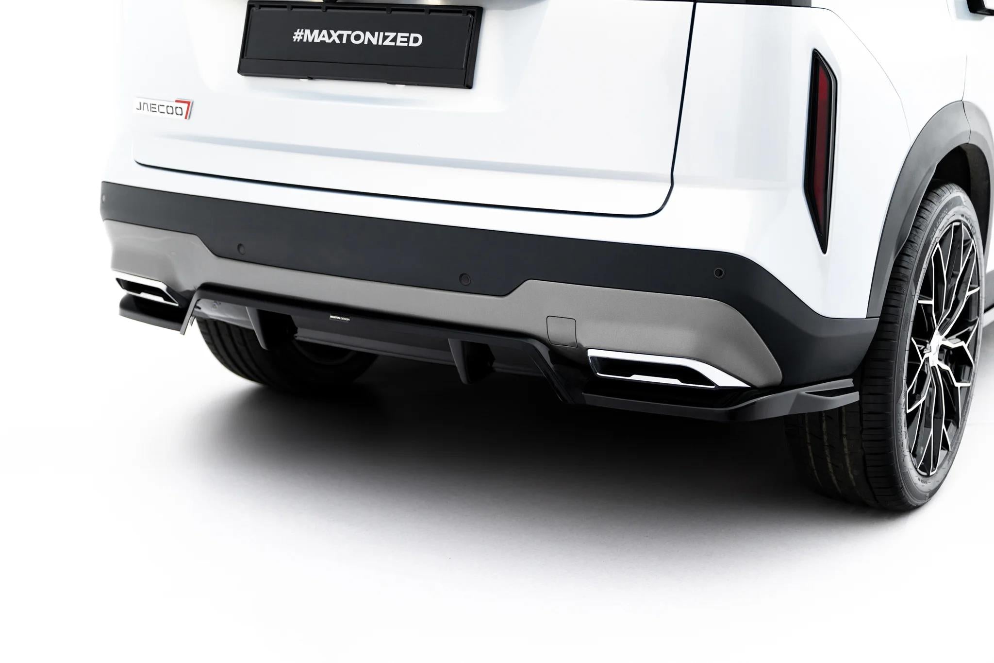 Maxton Design Street+ Mittlerer Diffusor Race Passend für Jaecoo 7 Mk1 Schwarz Hochglanz