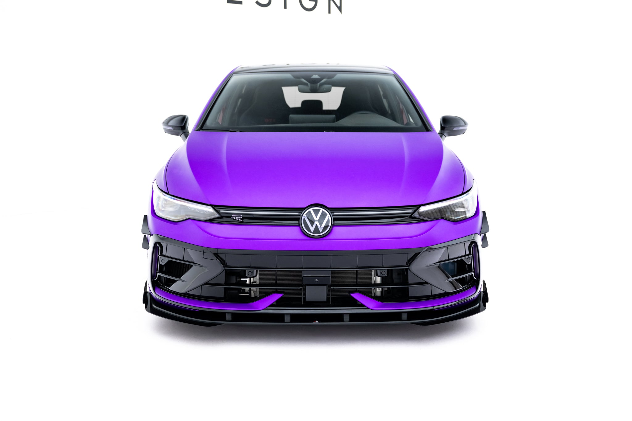 Maxton Design Street Pro Street+ Spoilerlippe Front Ansatz + Flaps passend für VW Golf R Hatchback Mk8 Facelift schwarz Hochglanz