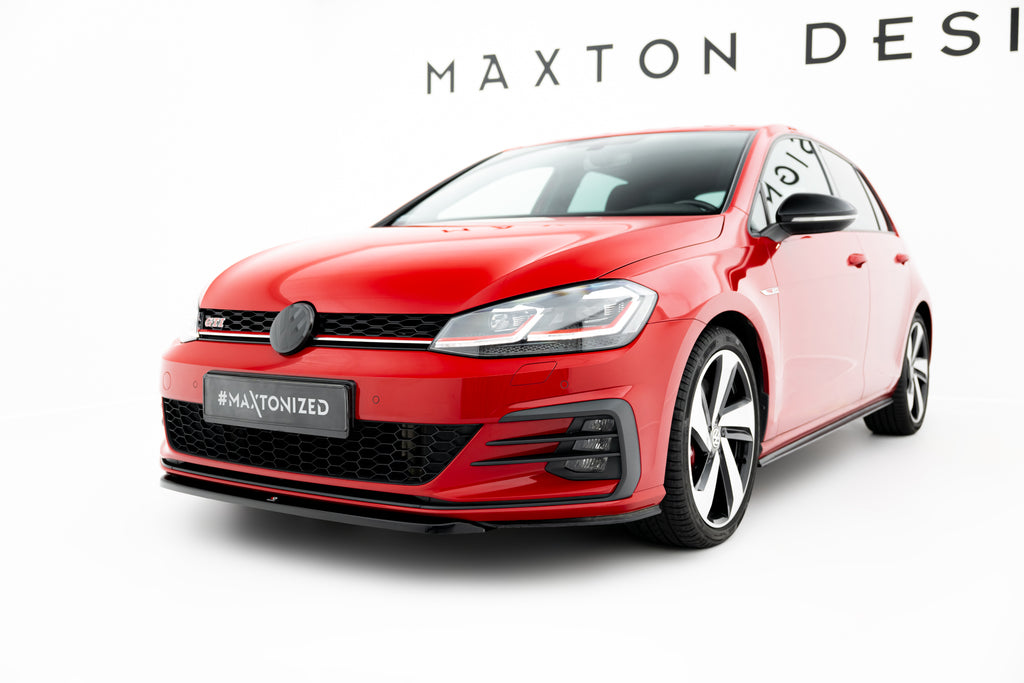 Maxton Design Street+ Spoilerlippe Front Ansatz V.5 passend für VW Golf GTI / GTD Mk7 Facelift schwarz Hochglanz
