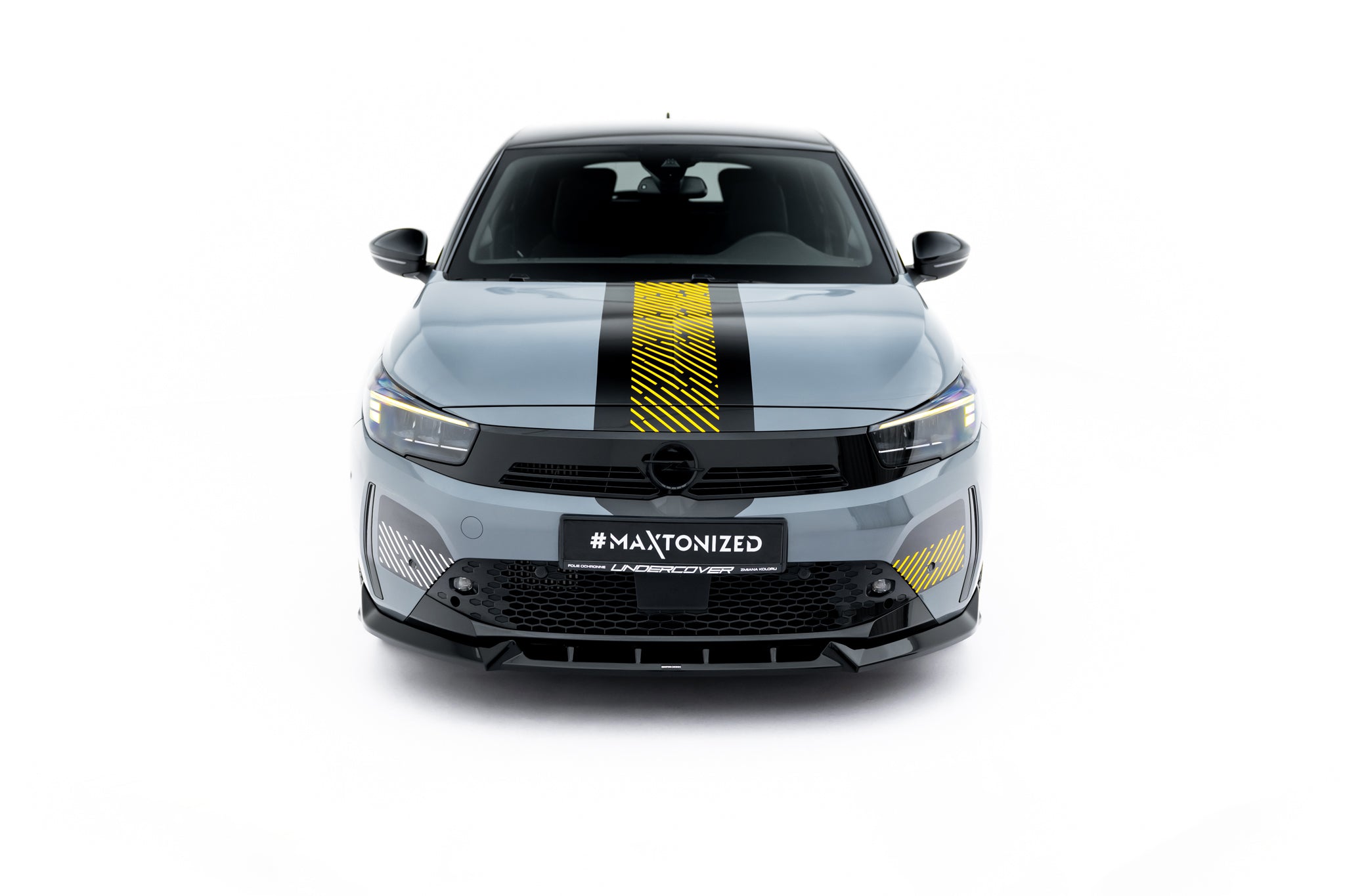 Maxton Design Street+ Spoilerlippe Front Ansatz passend für Opel Corsa F Facelift (Mk6 Facelift) schwarz Hochglanz