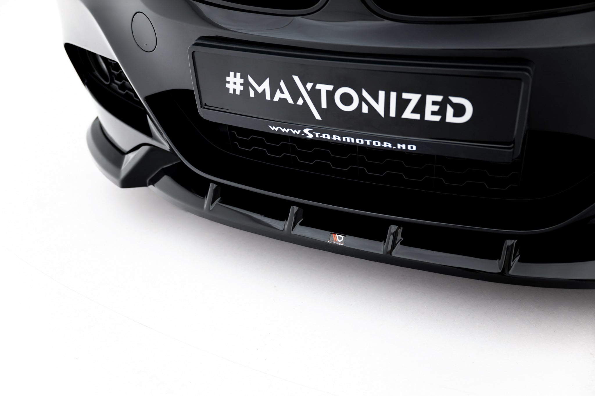 Maxton Design Street+ Spoilerlippe Front Ansatz V.1 passend für BMW 3er GT M-Paket F34 schwarz Hochglanz