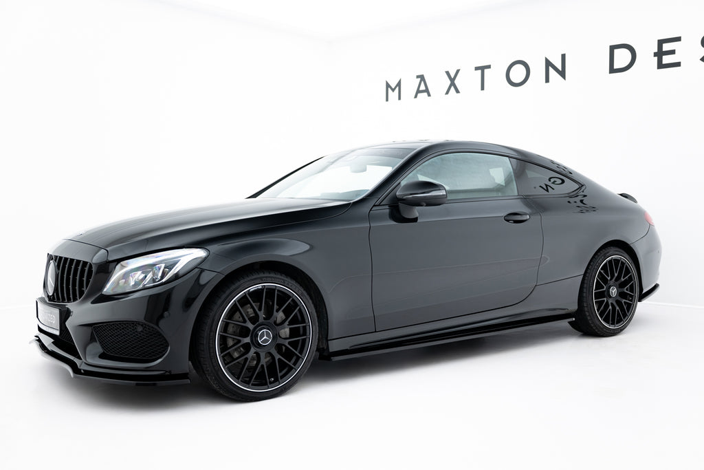 Maxton Design Street+ Seitenschweller Leisten passend für Mercedes-Benz C Coupe AMG-Line C205 schwarz Hochglanz