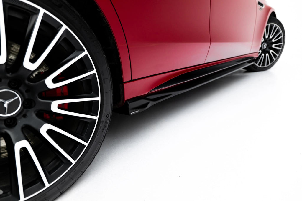 Maxton Design Street+ Seitenschweller Leisten passend für Mercedes-AMG E53 Limousine / Kombi W214 schwarz Hochglanz