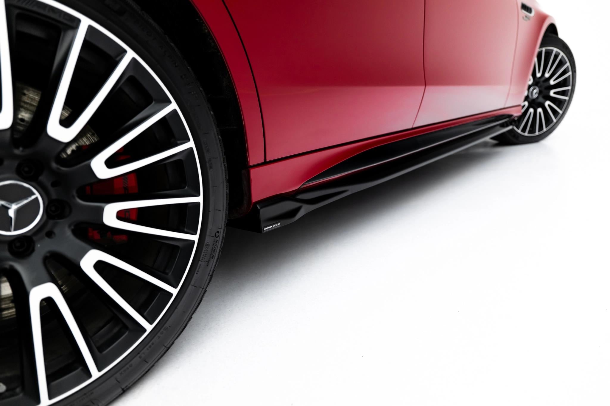 Maxton Design Street+ Seitenschweller Leisten passend für Mercedes-AMG E53 Limousine / Kombi W214 schwarz Hochglanz