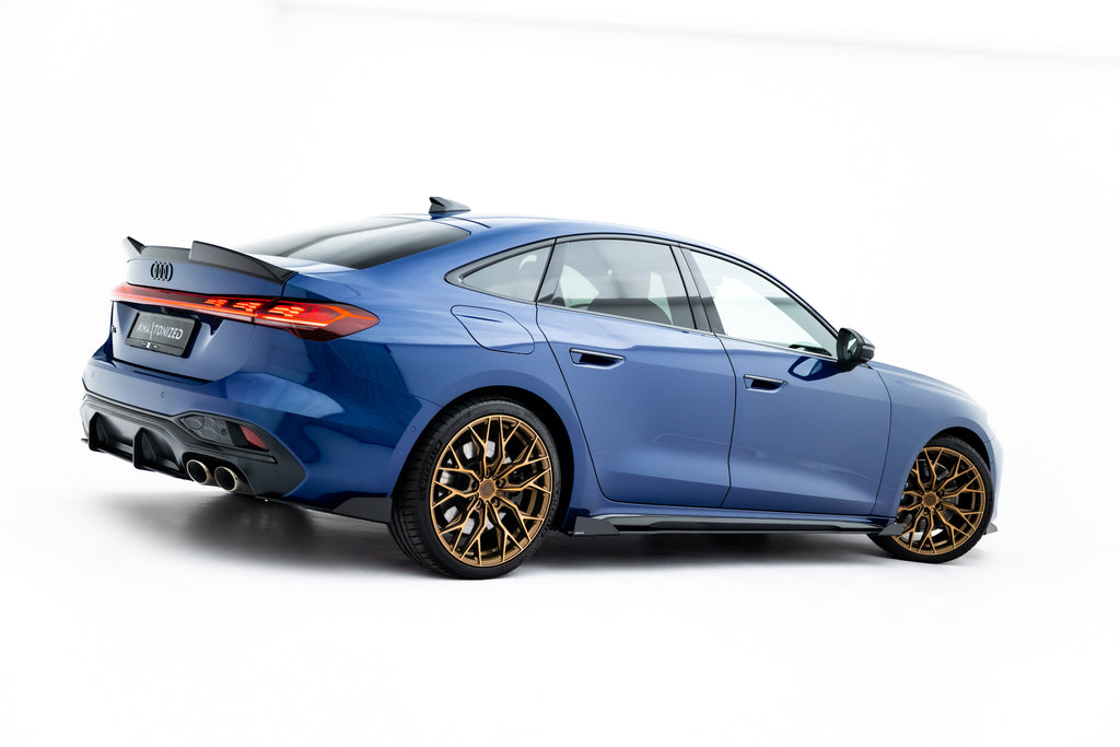 Maxton Design Street Pro Street+ Seitenschweller Leisten + Flaps passend für Audi A5 S-Line / S5 Limousine / Avant B10 schwarz Hochglanz