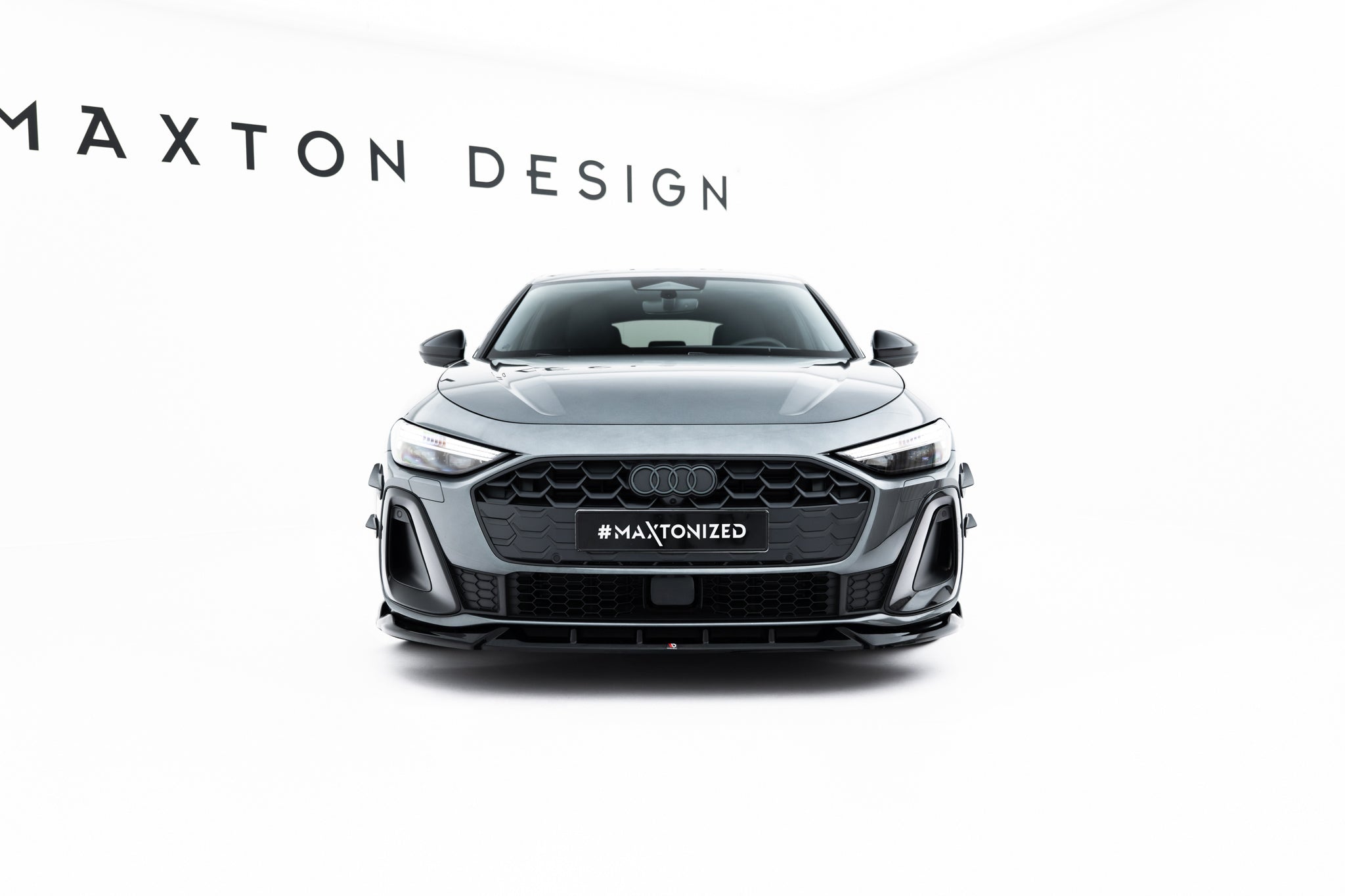 Maxton Design Street+ Spoilerlippe Front Ansatz V.2 passend für Audi A5 S-Line / S5 Limousine / Avant B10 schwarz Hochglanz