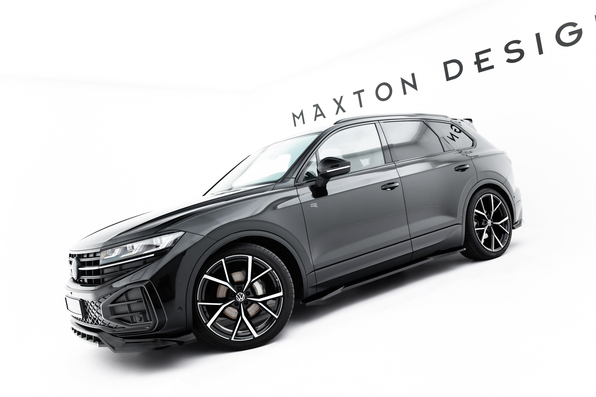 Maxton Design Street+ Seitenschweller Leisten passend für VW Touareg R-Line Mk3 Facelift schwarz Hochglanz