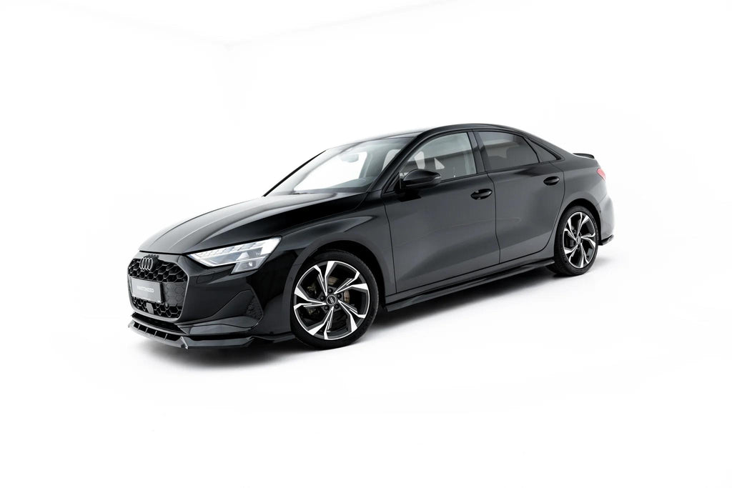 Maxton Design Street+ Seitenschweller Leisten Passend für Audi A3 Limousine 8Y Facelift Schwarz Hochglanz