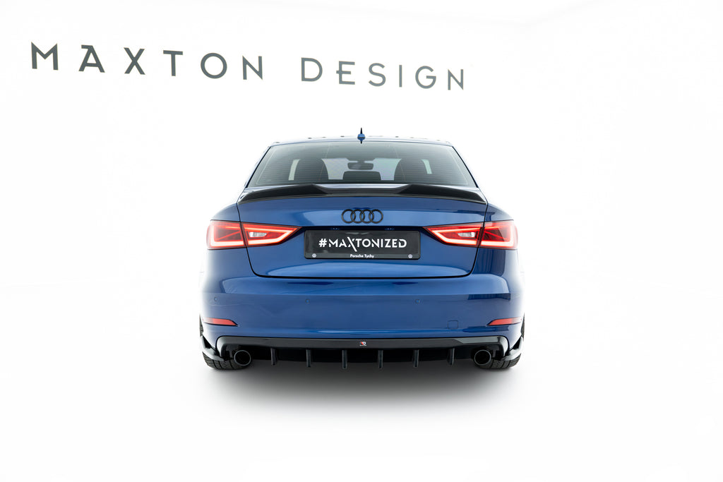 Maxton Design Diffusor Heck Ansatz passend für Audi A3 Limousine 8V (Einzelauspuff li. re.)