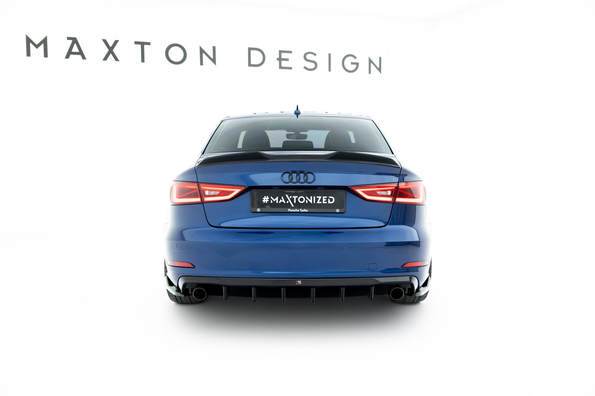 Maxton Design Diffusor Heck Ansatz passend für Audi A3 Limousine 8V (Einzelauspuff li. re.)
