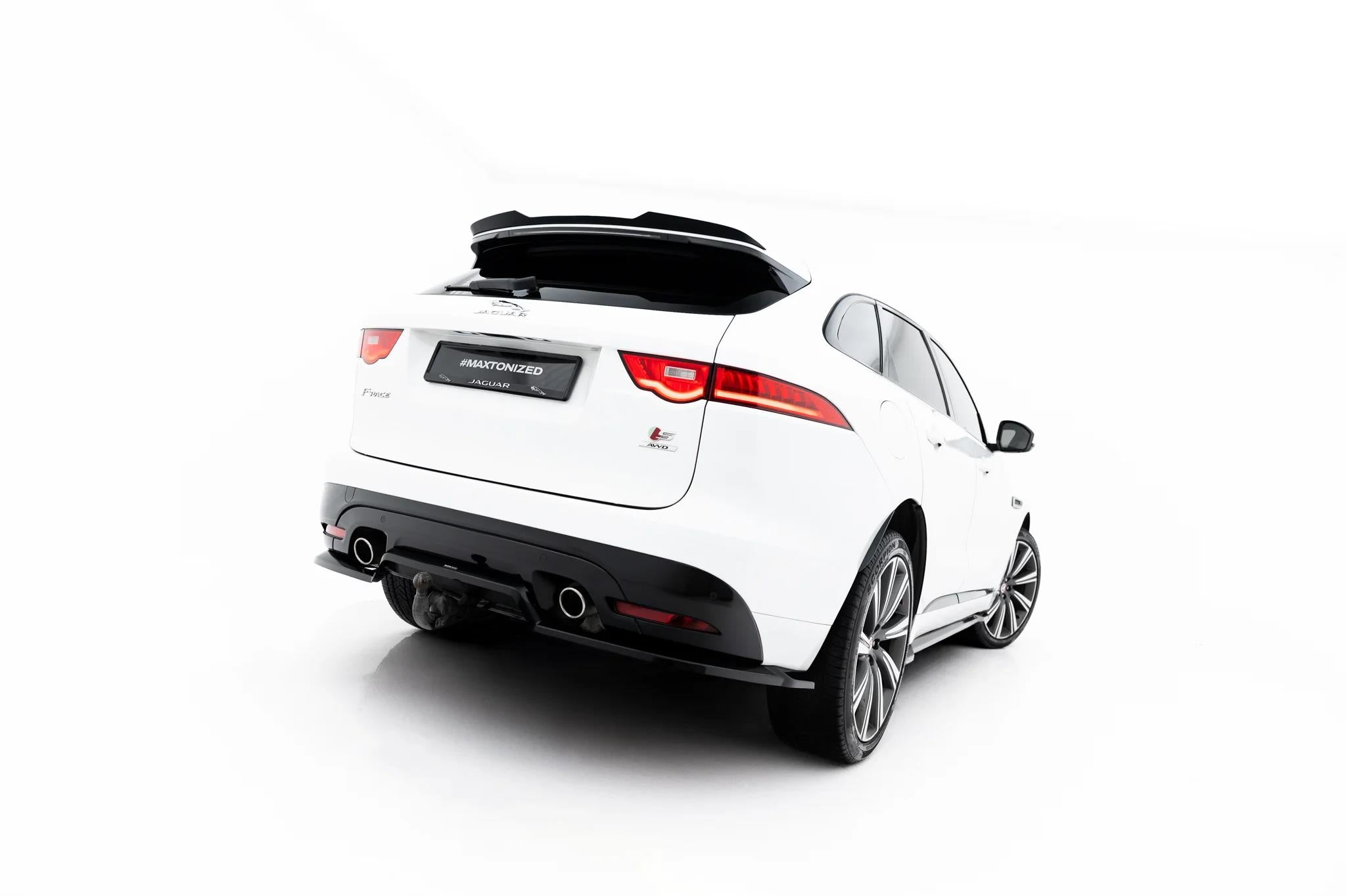 Maxton Design Street+ Mittlerer Diffusor Race Passend für Jaguar F-Pace S X761 Schwarz Hochglanz