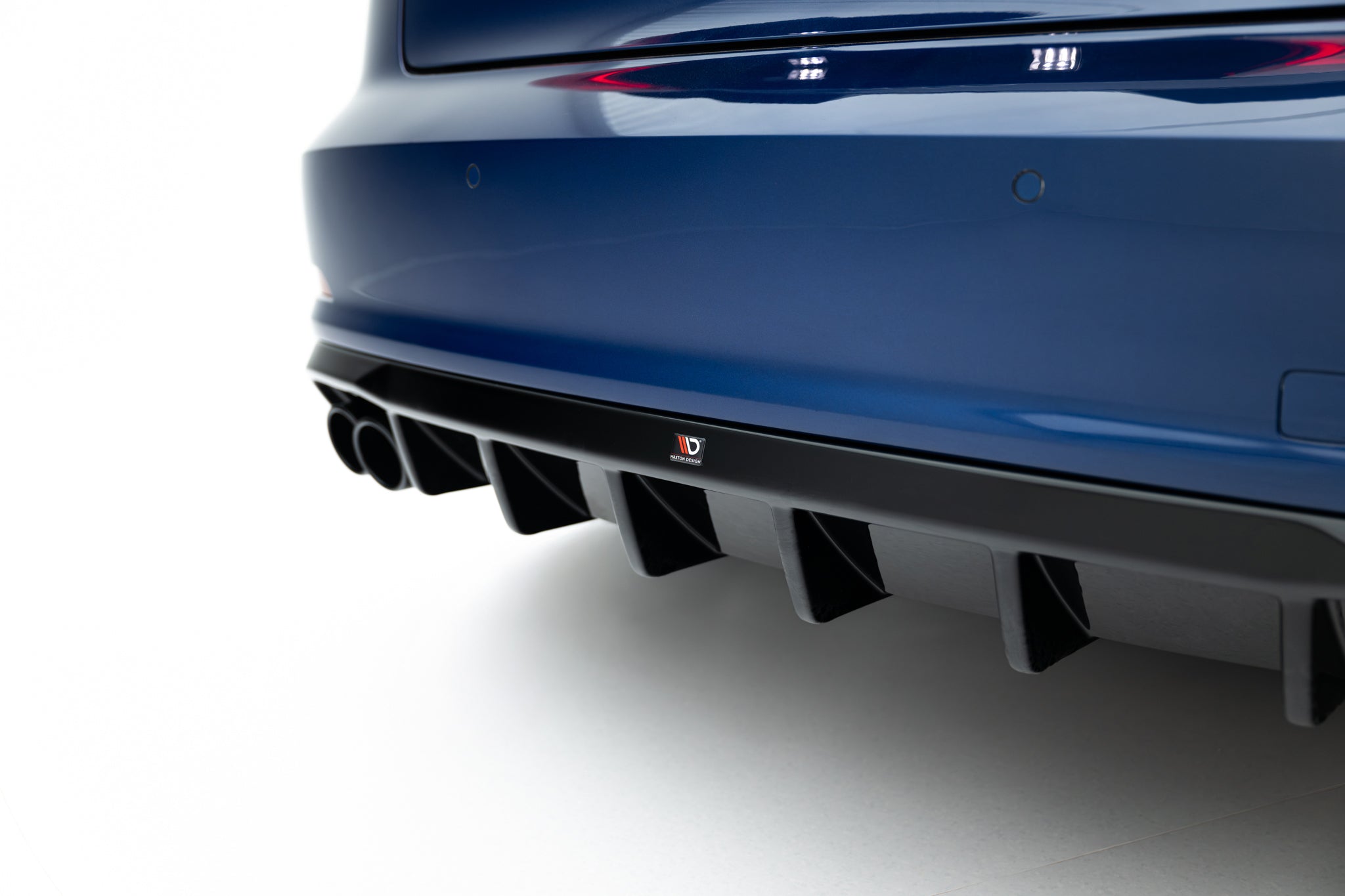 Maxton Design Diffusor Heck Ansatz passend für Audi A3 Limousine 8V (Doppelauspuff li.endrohr)