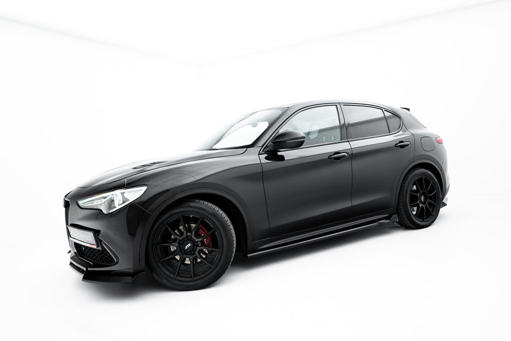 Maxton Design Street+ Seitenschweller Leisten V.2 passend für Alfa Romeo Stelvio Mk1 schwarz Hochglanz
