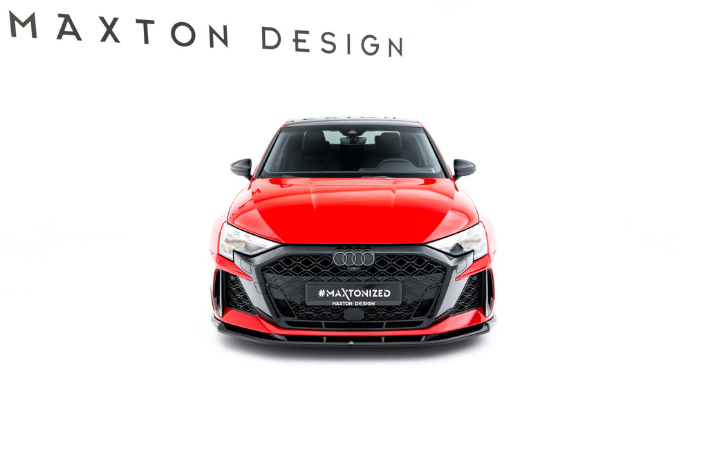Maxton Design Street+ Spoilerlippe Front Ansatz V.1 passend für Audi RS3 Sportback 8Y Facelift schwarz Hochglanz