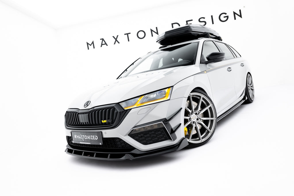 Maxton Design Street+ Spoilerlippe Front Ansatz V.5 passend für Skoda Octavia RS Mk4 schwarz Hochglanz