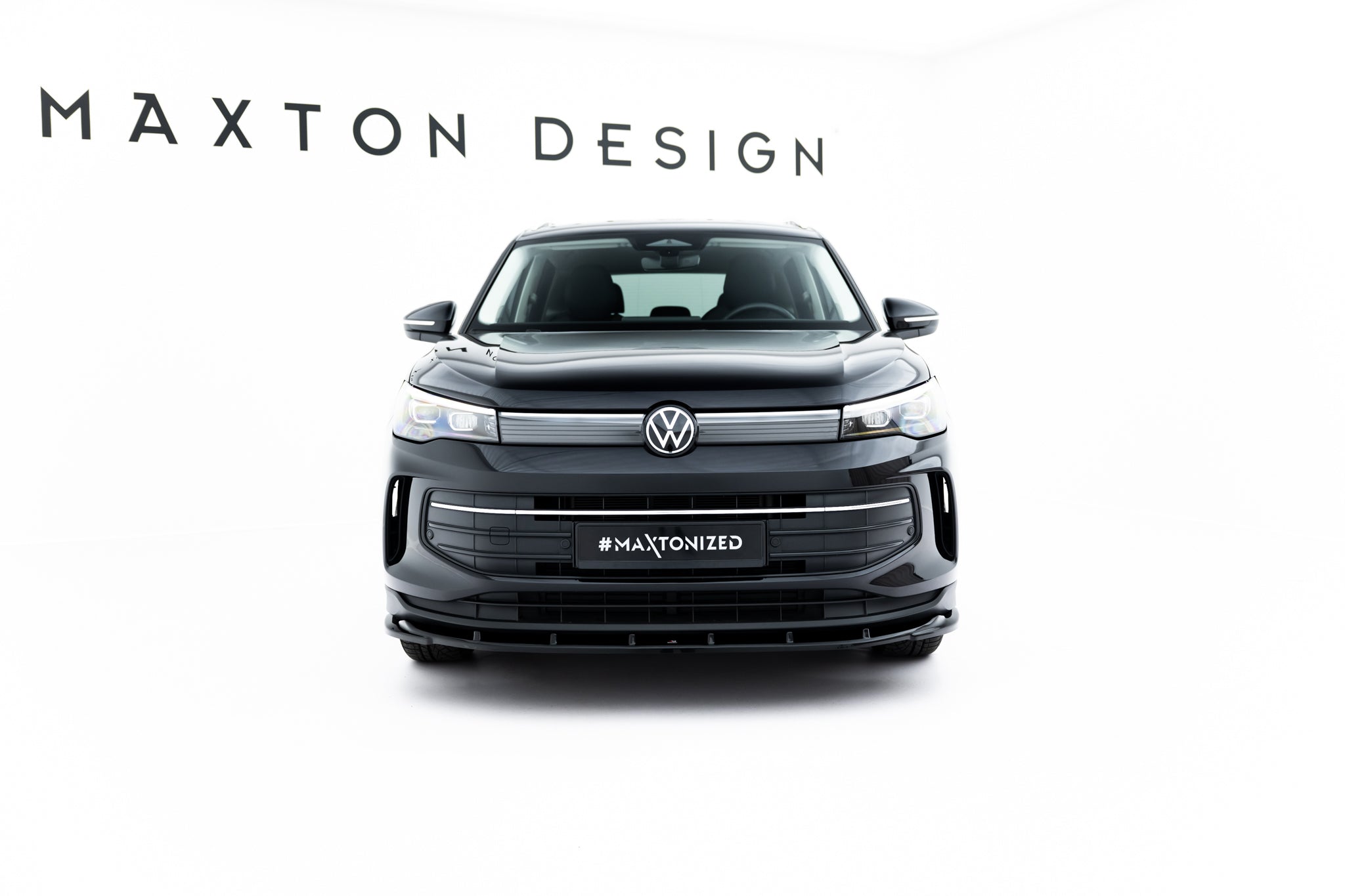 Maxton Design Street+ Spoilerlippe Front Ansatz V.2 passend für VW Tiguan Mk3 schwarz Hochglanz