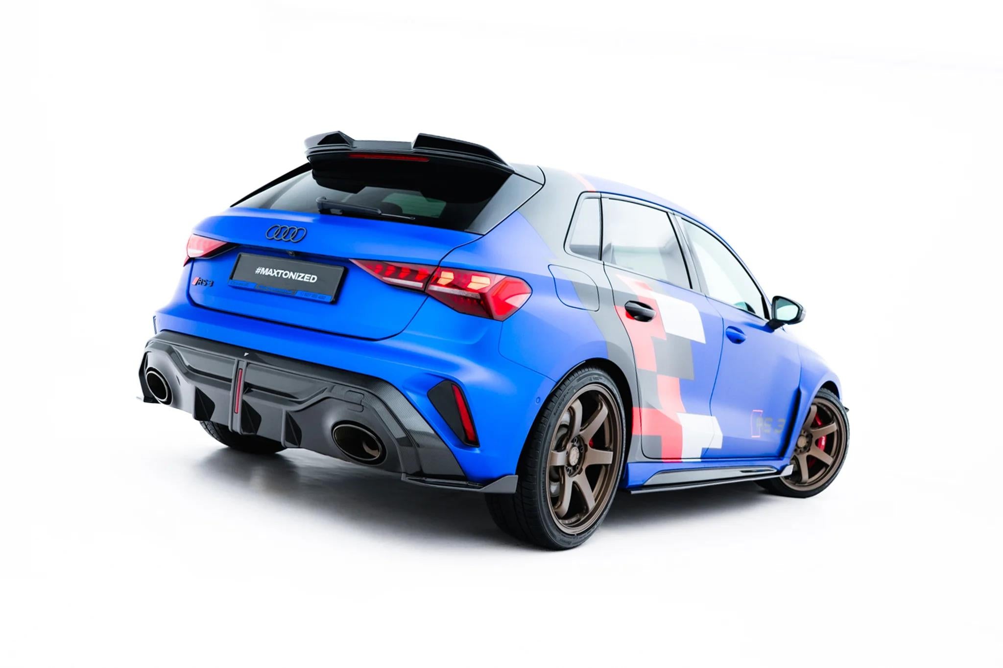 Maxton Design Prepreg Carbon Fiber Heck Ansatz Flaps Diffusor passend für Audi RS3 Sportback 8Y Facelift